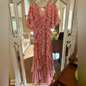 Misa Los Angeles Floral Red Print Maxi Dress